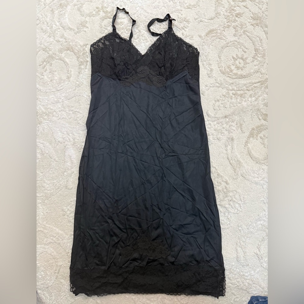 Vintage Val Mode Black Full‎ Slip Nightgown Size 38